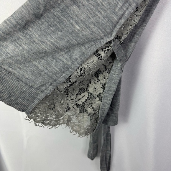 Marella Light Gray Knit Lace Side Short Sleeve Top S - Picture 4 of 5